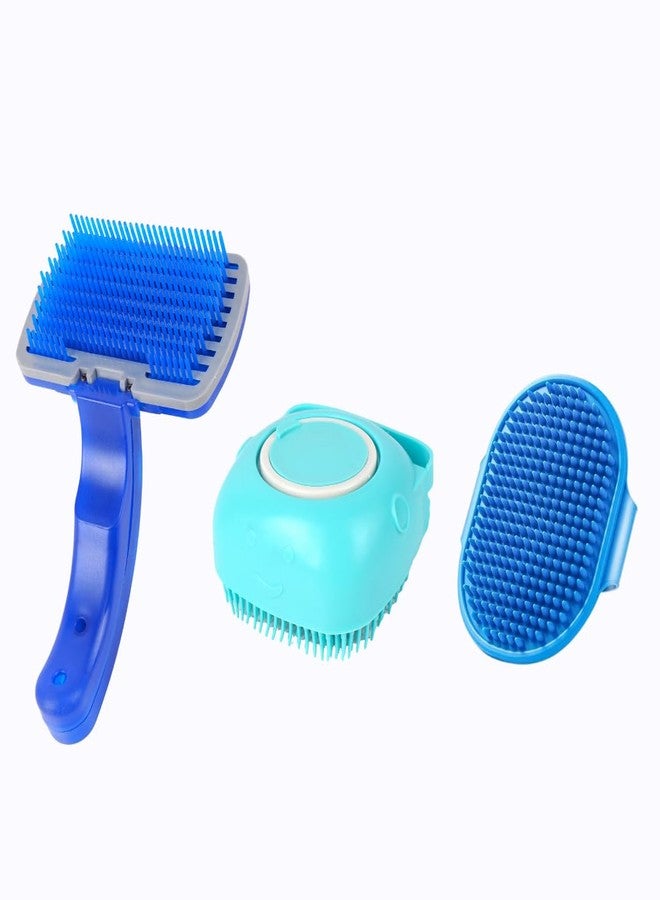 مجموعة فرشاة العناية بالحيوانات الأليفة - فرشاة ناعمة، موزع شامبو، وليفة تنظيف سيليكون للحيوانات الأليفة - Image 1